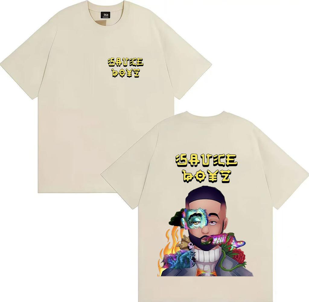 2025 Summer Hiphop Rapper Eladio Carion Tour Tshirt Mens Fashion Cotton Shirt Oversized Shortsleeved Tshirt Street