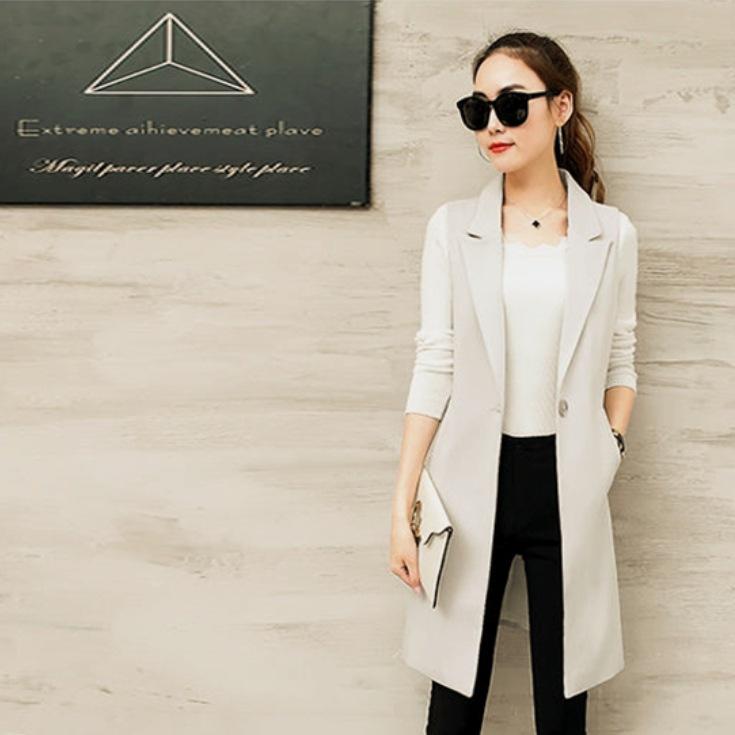 

Женский приталенный жилет в корейском стиле: Весенне-осенний костюм без рукавов M грязно-белый