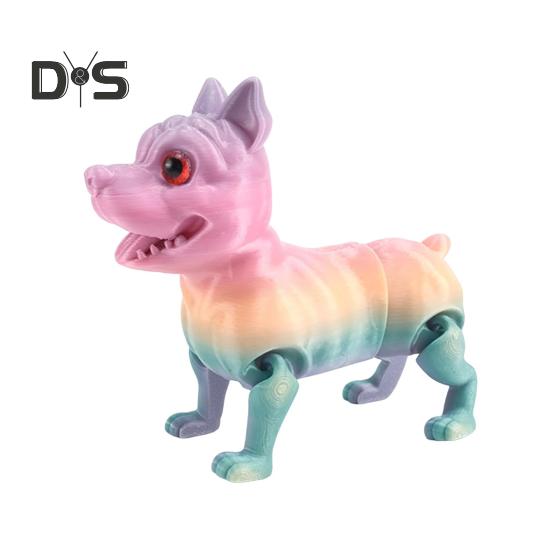 

3D-печатная фигурка собаки с подвижными суставами, имитация питбуля, шарнирная модель животного, игрушка для домашнего офиса, книжной полки, украшения рабочего стола, орнамент разноцветный