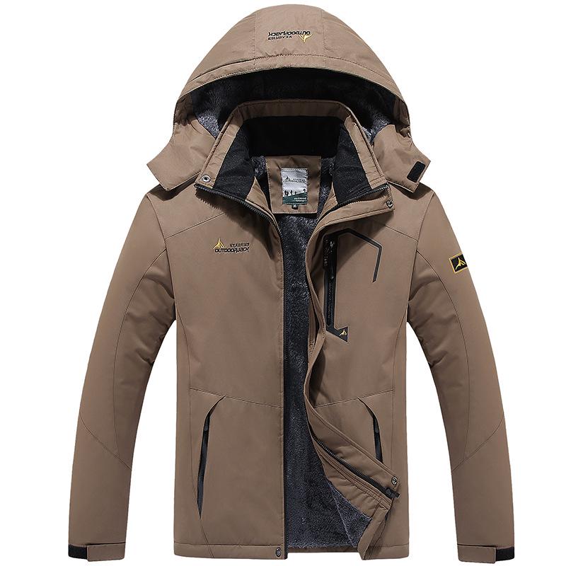Men's Winter Windproof Fleece-Lined Cotton Jacket - Thickened Outerwear for Outdoor Cold-Weather Protection