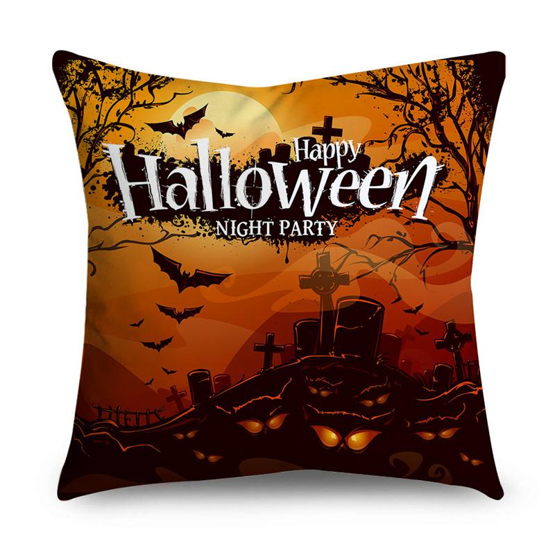 Halloween Theme Horror Pumpkin Wizard Print Pattern Cushion Cover Home Living Room Sofa Decoration Square Throw Pillow Cover
