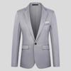 Moda Uomo Tinta Unita Manica Lunga Revers Slim Fit Blazer Abito Cappotto Soprabito