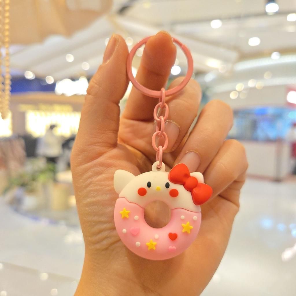 New Donut Keychain Decorative Gift Sweet Three-dimensional Doll Keychain Couple Backpack Pendant