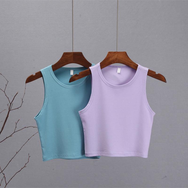 Hirsionsan Summer Solid Short O Neck Knitted Tank Women Casual Skinny Camis Vest Female Sleeveless Shoulderoff Sexy Tops