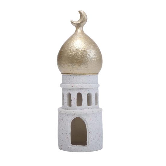 Ramadan Resin Art Statue Islamic Mosque Cultural Ornament Handcrafted Mosque Models Tower Decoration for Eid Home Office Ramadan Mubarak Gift