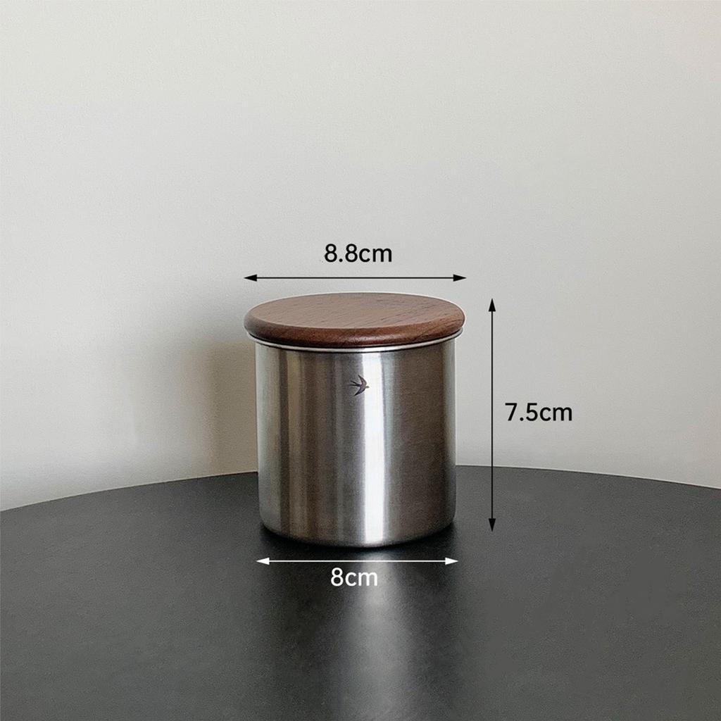 Luftdichter Edelstahl-Kaffeebehälter mit Holzdeckel, Kleines tragbares Kaffeebohnen-Aufbewahrungsglas für die Küche
