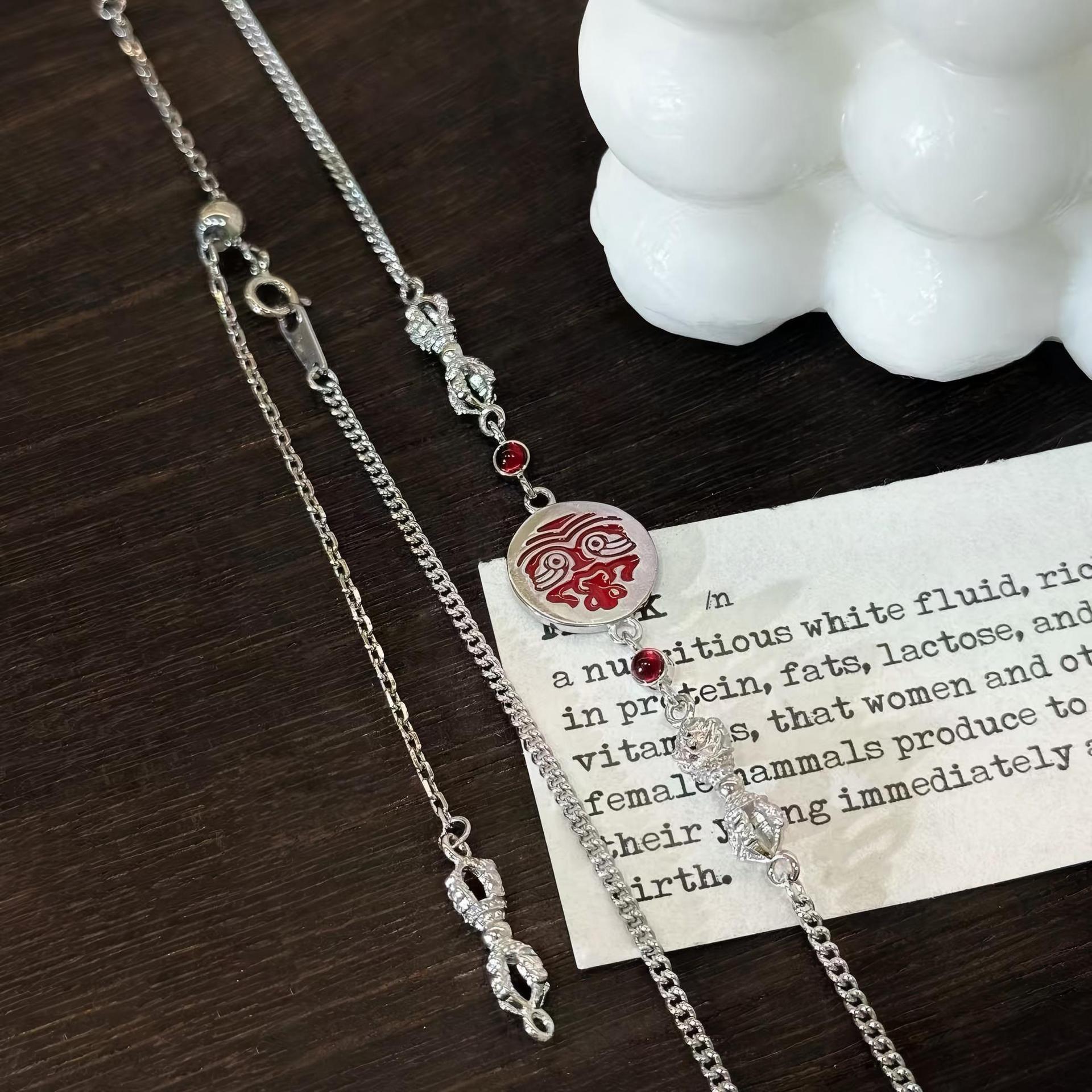 Регулируемое серебряное (S925) ожерелье-шнурок с Ваджрой для женщин Adjustable