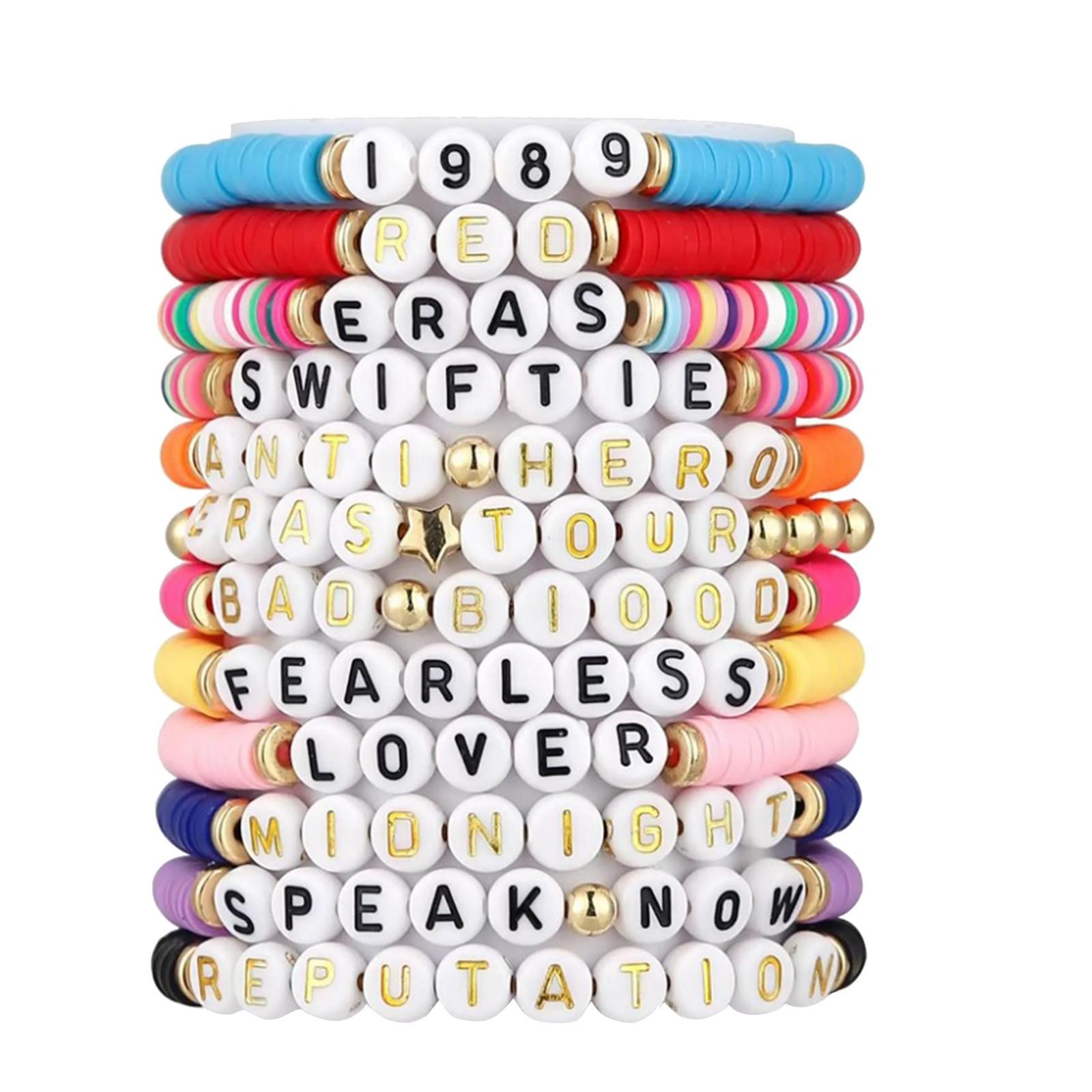 

Friendship Bracelet Set with Letter Beads Adjustable Band for Concert Fans Music Lover Accessories Taylor Swift Inspired 1989 Reputation Style One Size