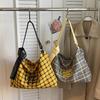Bolsa tote xadrez feminina versátil bolsa de ombro