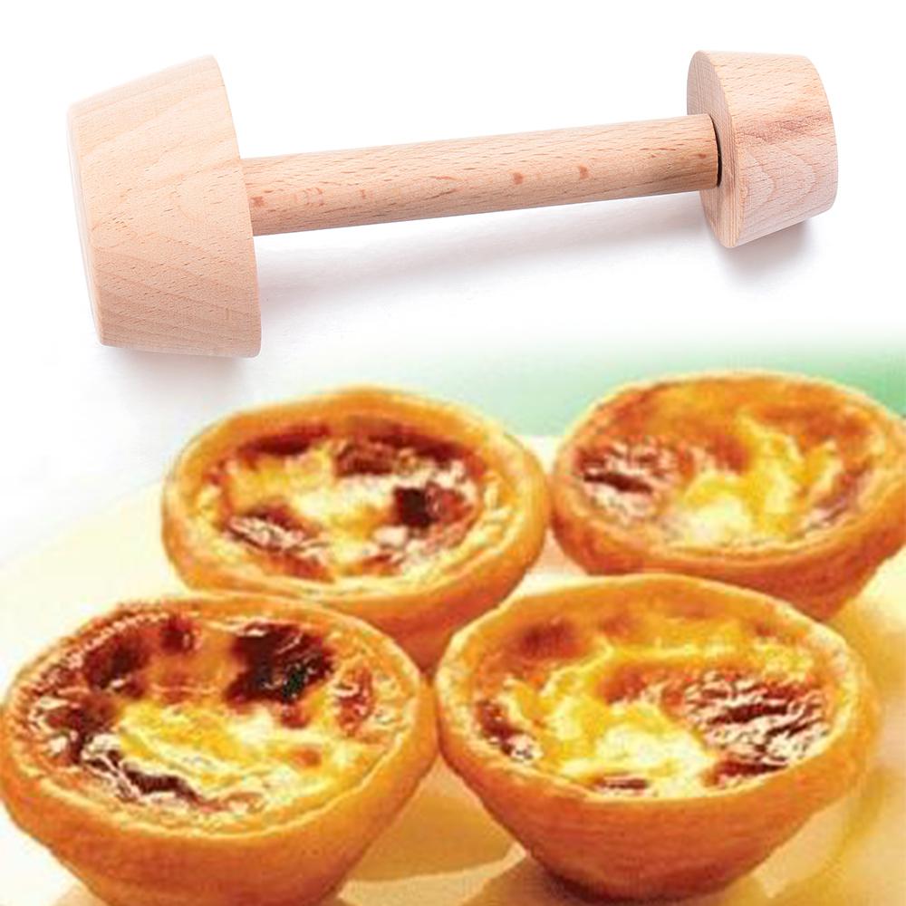 Neue Eiertarteform Backzubehör Kuchenwerkzeuge Gebäckschieber Eiertarte-Stampfer Holz