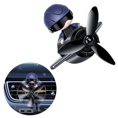Niedlicher Cartoon-Pilot-Auto-Lufterfrischer-Entlüftungsclip mit rotierendem Propeller, aromatisches Zubehör für die Fahrzeugdekoration