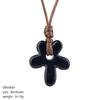 Natural Gemstone Flower Pendant Necklace Adjustable Woven Rope For Daily Wear Gifting Yoga Meditation