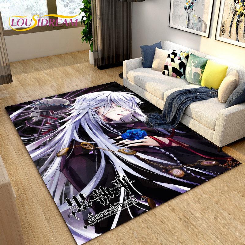 Black Butler Anime Cartoon Area Rug,Carpet Rug for Living Room Bedroom Sofa Doormat Decoration, Kids Play Non-slip Floor Mat