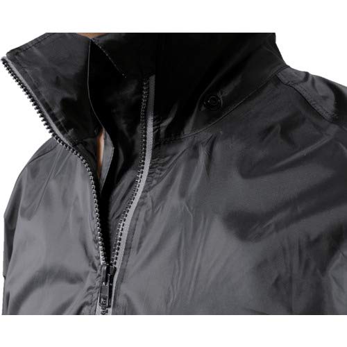 Men's Rain Suit (Water Resistance: 10,000mmH2O), Double Sleeves, Adjustable Hem Tape, Reflective Print on Back, Water-Resistant, Black, AS-4000-EL