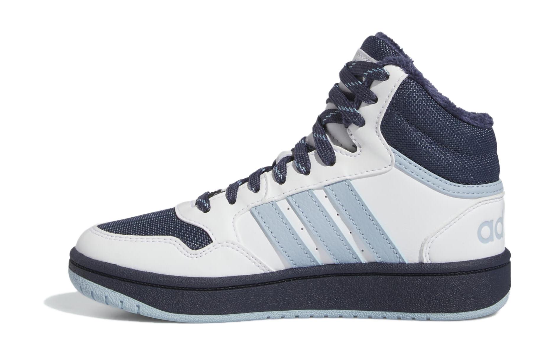

Adidas Hoops 3.0 Mid Cushioning, Wear Resistant High top Skateboard Shoes White Blue Teal Kids IF7737 35