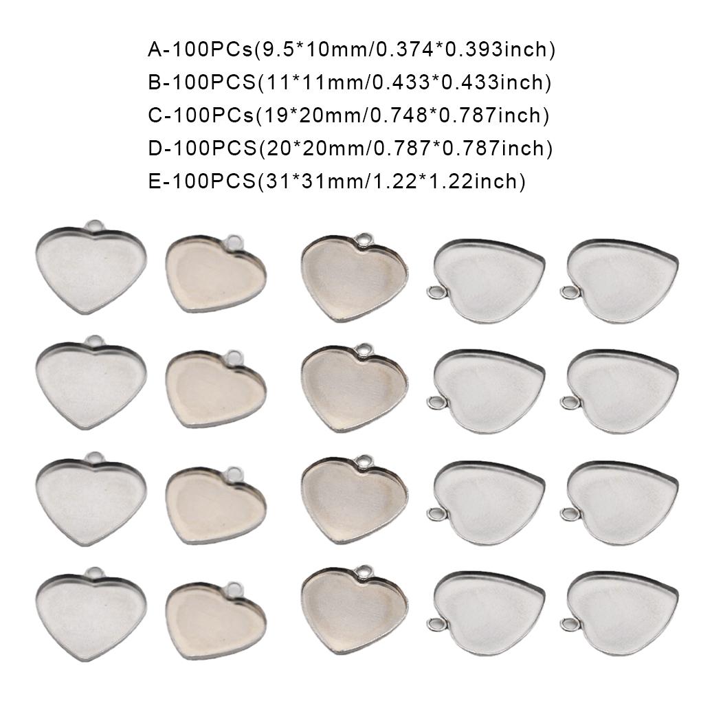 100Pcs Pendant Heart Cabochon Base Setting Trays Bezel Pendants DIY Romantic Cinnabar Casual Female Girls Accessories