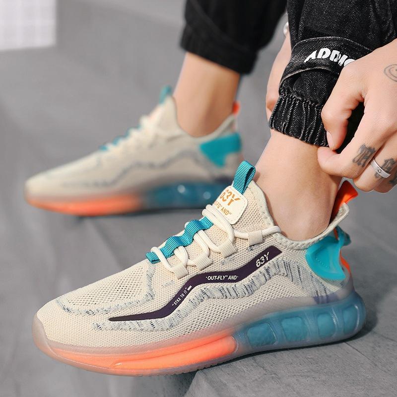 Sales Spring New Running Shoes Jelly Sole Casual Men's Flying Mesh Surface Breathable Casual Men's Shoes