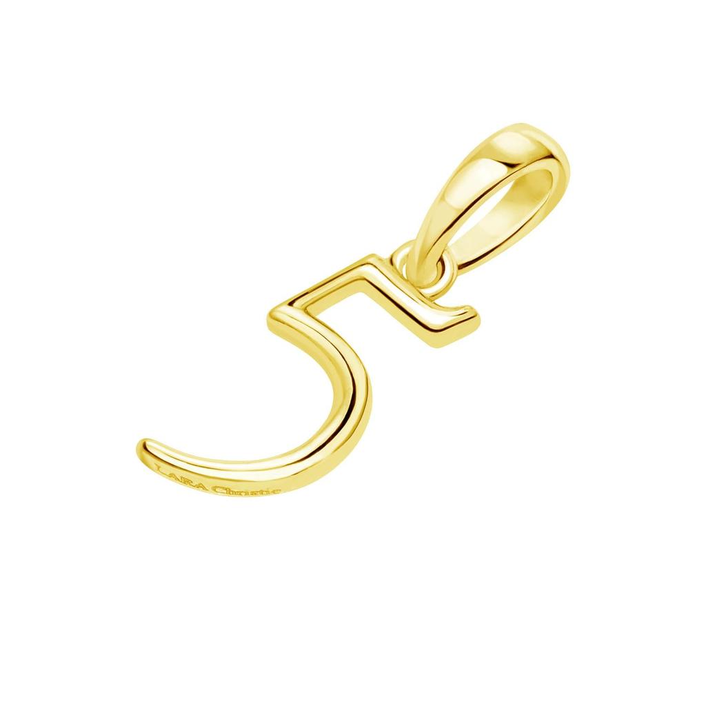 Lala Christie Number Pendant Necklace, 18K Yellow Gold, Charm, 5, for Men and Women