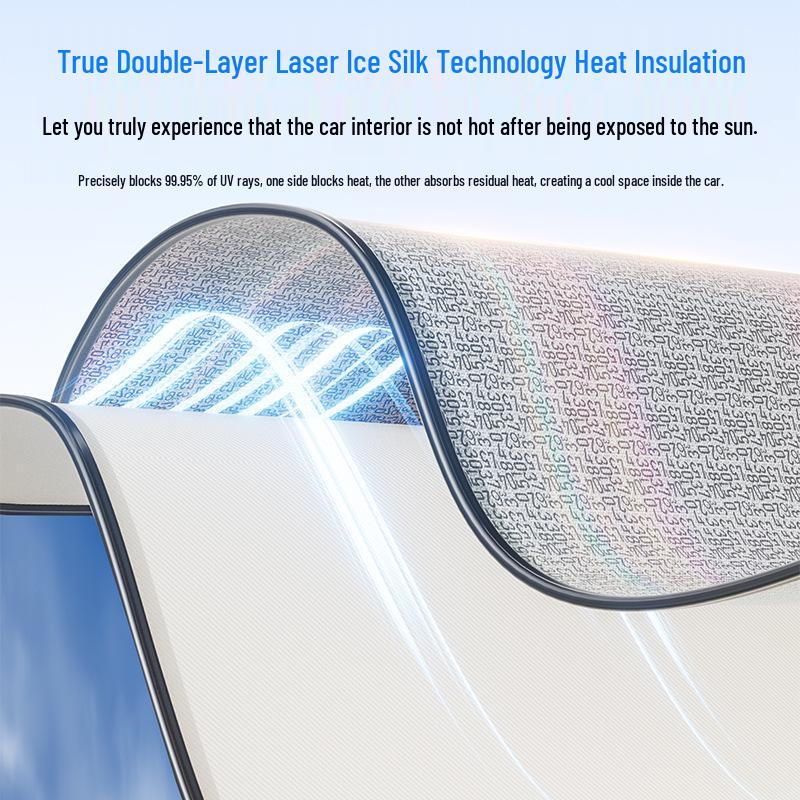 Double Layer Car Windshield Sunshade with Heat Insulation and Laser Blackout