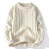 Fashion Jacquard Warm Sweater Men's Autumn and Winter Crew Neck Knitted Sweater Solid Color Sweater Bottom Shirt