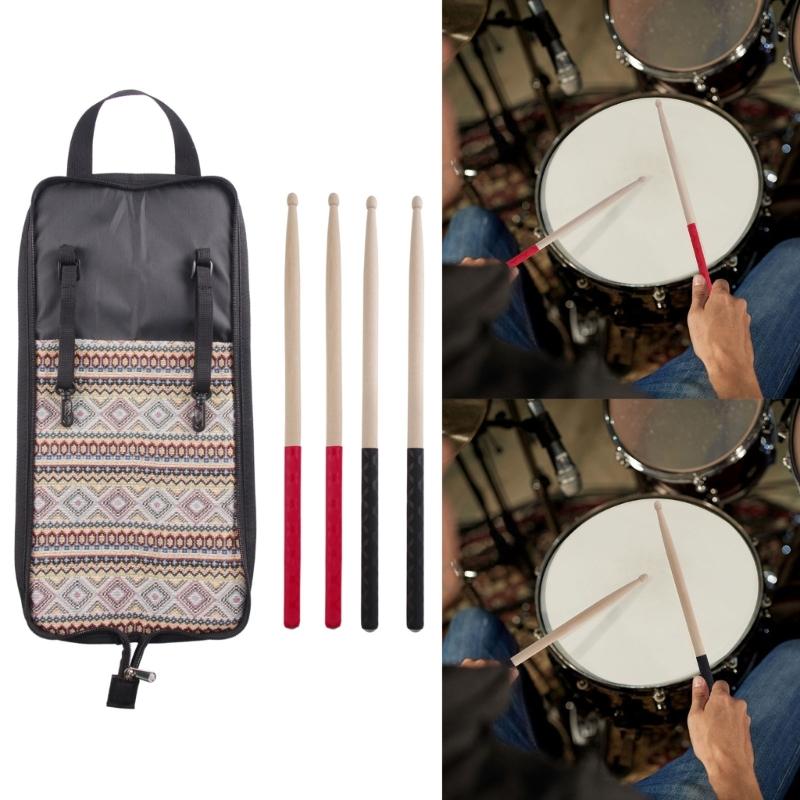 Portable Drum Stick Bag Portable Drumstick Case Hanging Bag with 5A Drumstick Percussion Music Drum Accessories Case