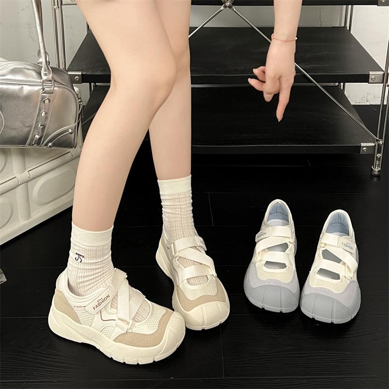 Yueyu summer breathable ugly cute big head shoes women's spring sports single shoes breathable versatile Velcro sports casual shoes