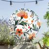 25.4 cm Floral Metal Wind Spinner with 360° Rotating Hooks Vibrant Orange Flowers Green Leaves for Garden Patio Balcony Outdoor Decor