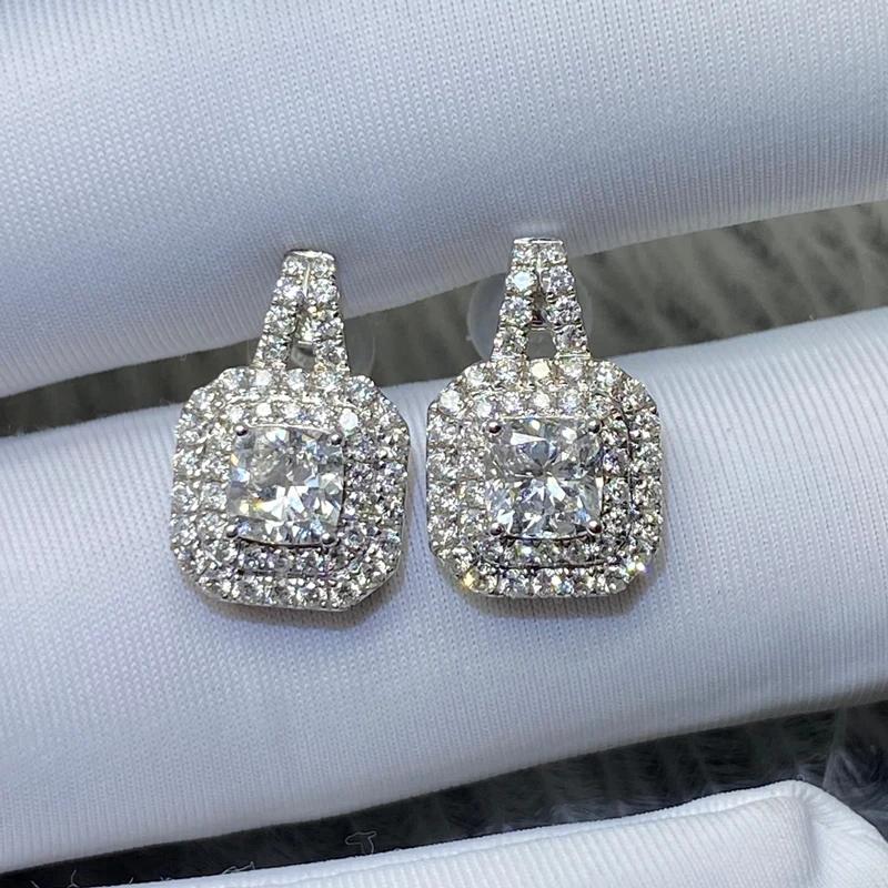 Huitan Sparkling Stud Earrings for Women Crystal Cubic Zirconia Exquisite Girls Earrings Wedding Party Modern Fashion Jewelry