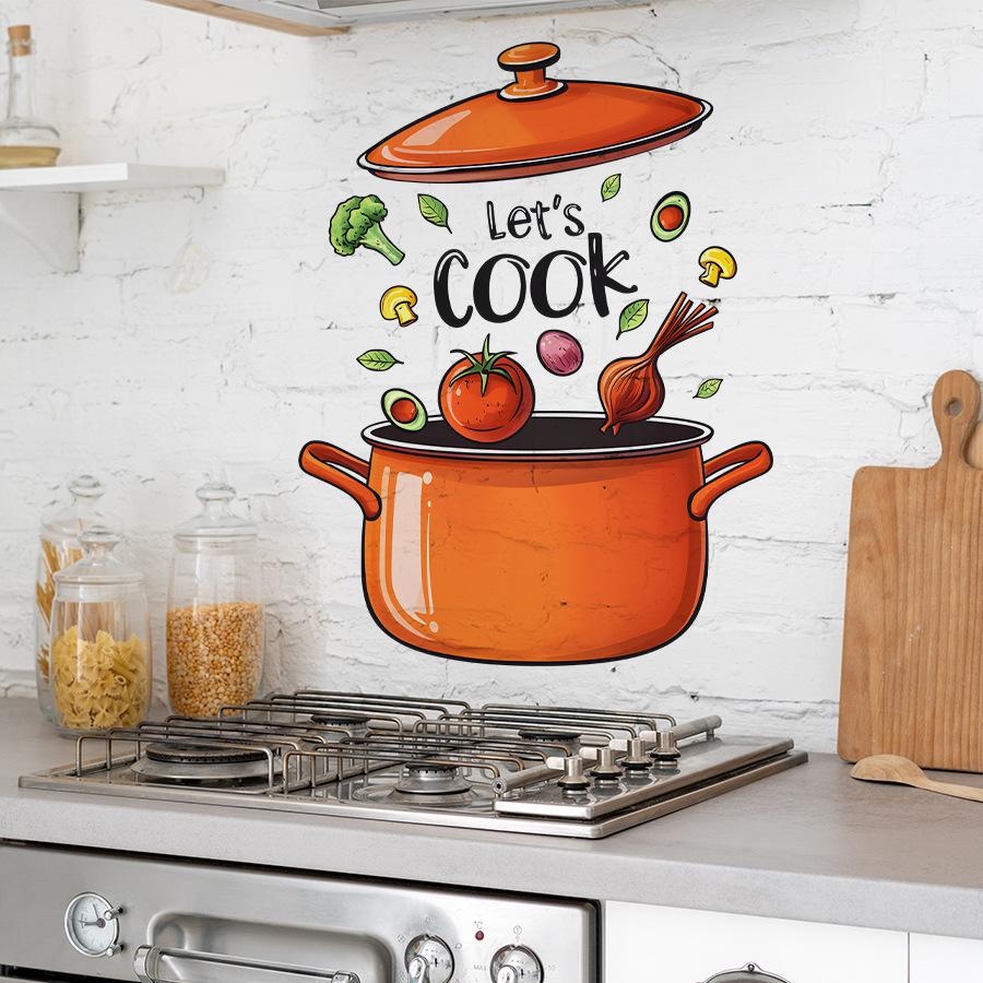 1 Pc Cartoon Kitchen Wall Stickers Cooking Art For Home Decor Removable Self-Adhesive Vinyl Stickers Wall Decals
