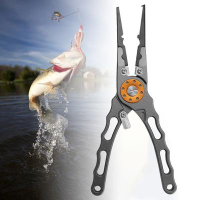 Aluminum Alloy Fishing Pliers Ergonomic Handle Portable Multifunction Ring Opener PE Line Cutter Hooks Remover Fishing Line Scissor Fishing