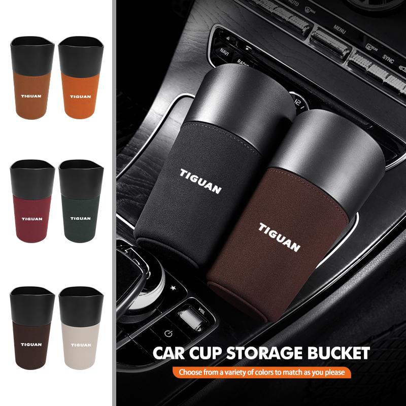 UNYDV1 For Volkswagen VW Car Cup Shaped Trash Can Tumbled Fur Auto Storage Container Tiguan MK1 Mk2 2016 2017 2018 2019 2020 2021