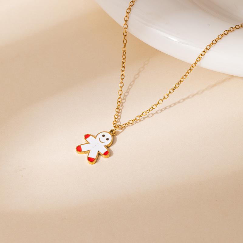 Christmas Cartoon Santa Claus & Reindeer Necklace - Light Luxury Clavicle Chain Pendant