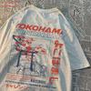 Japanese Style Letter Printed Unisexs Tshirt Casual Short Sleeve Breathable Oneck Tops Summer Short Sleeved Unisexs Clothing