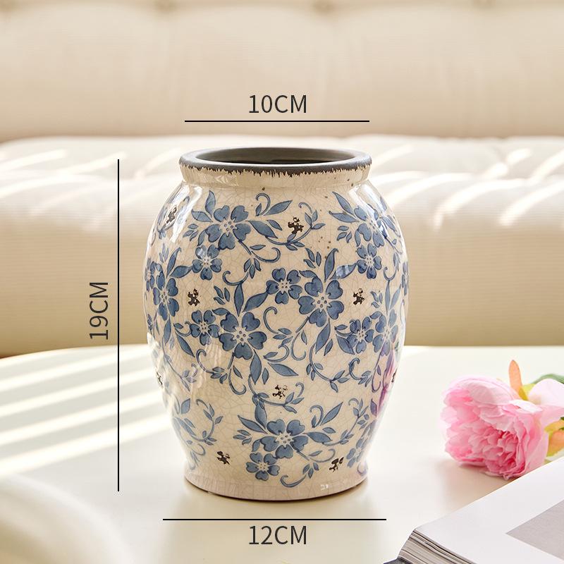New Year Blue & White Porcelain Vase for Fresh Flowers - Retro Chinese Decorative Ornament