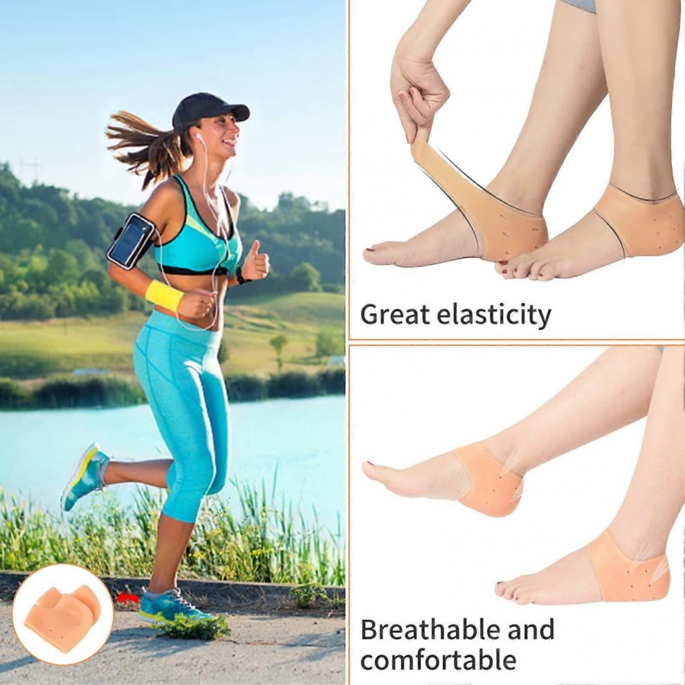 5 Pairs Gel Heel Sleeves, Breathable Silicone Heel Socks Protectors To Repair Dry Cracked Heel and Reduce Pains