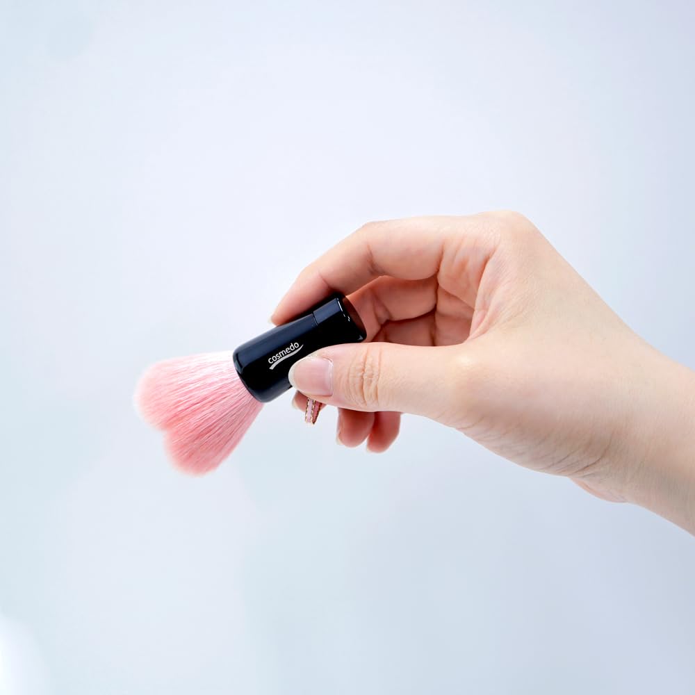 Kumano Makeup Facial Cleansing Medium Total Premium Pink Brush, Takumi's Brush, Cosme-do Heart-Shaped Brush, (80mm Length), (Pink Tip/Black Handle)