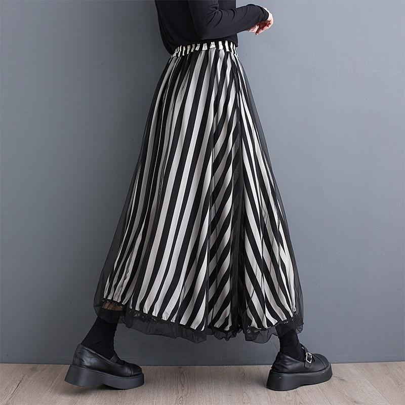 Mesh Plus Size High Waist Vintage Spring Summer Autumn Casual Loose Long for Woman Skirts Womens Skirt