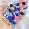 50Pcs New Cute Resin Mini Colorful Flowers Series Flat Back  Manicure Parts Embellishments For Hair Bows Accessorie