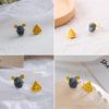 Cute Mouse and Cheese Earrings Adorable Style Asymmetry Earring for Animal Cartoon Ear Clips Earrings Jewelry Ornament