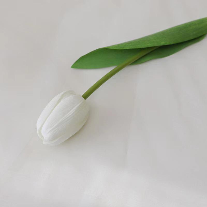 Hanyang Moisturizing Feel Artificial Tulip Flower for Decoration, Living Room or Photography, Pink and White