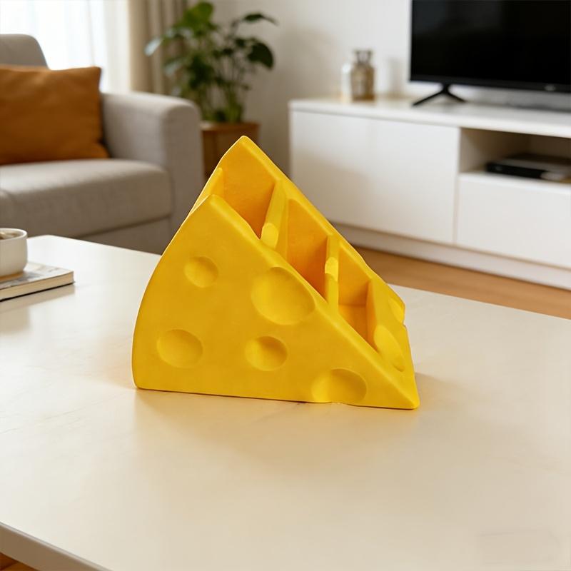 A Cheese-Shaped Remote Control Holder/Base. Home Storage Item, Desktop Remote Control Organizer, Desktop Shelf