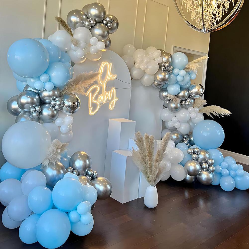 Baby Pink Balloon Arch Kit White Silver Balloons Garland Gender Reveal Baby Shower Birthday Party Wedding Anniversary Decoration