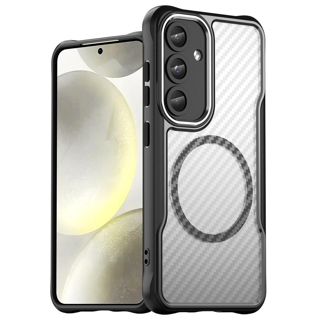 For Samsung Galaxy S25+/S24+ Case TPU+PC Carbon Fiber Phone Cover Compatible with MagSafe