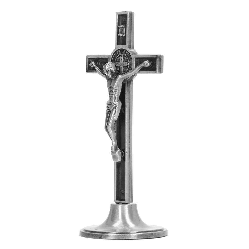 Catholic Cross Hand Made Zinc Alloy Metal Vertical Catholic Crucifix Wall Cross with Removable Base