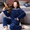 Pajamas women's winter warm winter fleece thickened coral fleece three layers of cotton autumn and winter women's loungewear