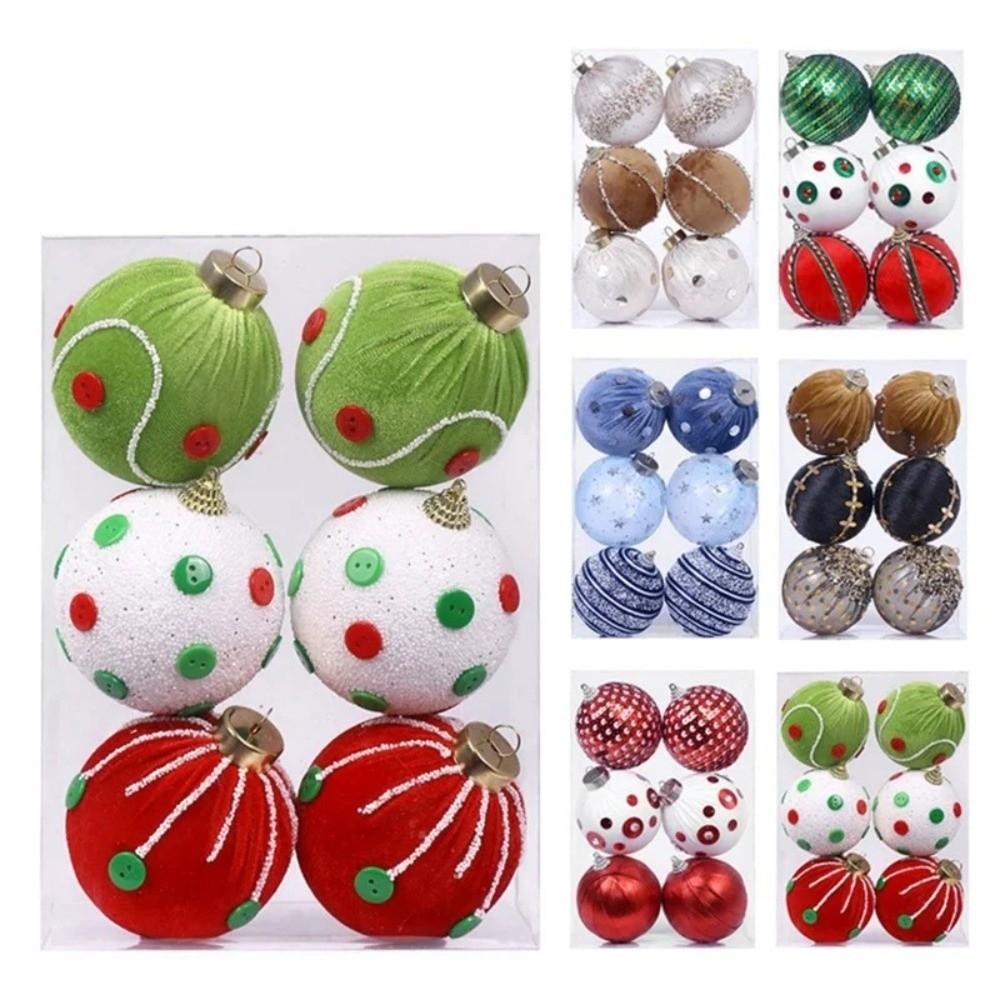 6pcs New Foam Christmas Ball Wrap Cloth 8cm Xmas Tree Ornament Xmas Tree Charm Party Decoration