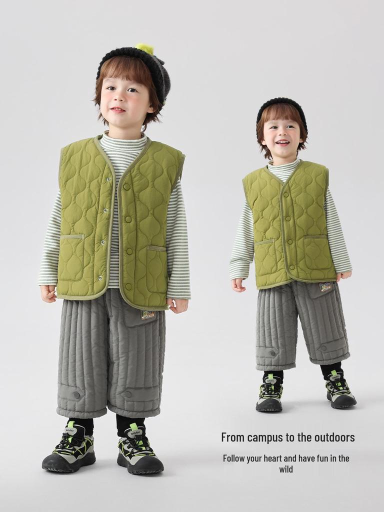Stylish European Boys' Cotton Fleece Pants - Thick, Warm Winter 2025 Collection