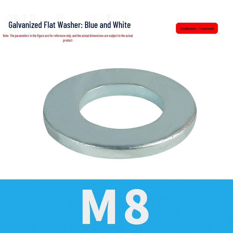 8.8 Grade Blue-White Zinc Galvanized Thickened Flat Metal Washer, M3-M48.