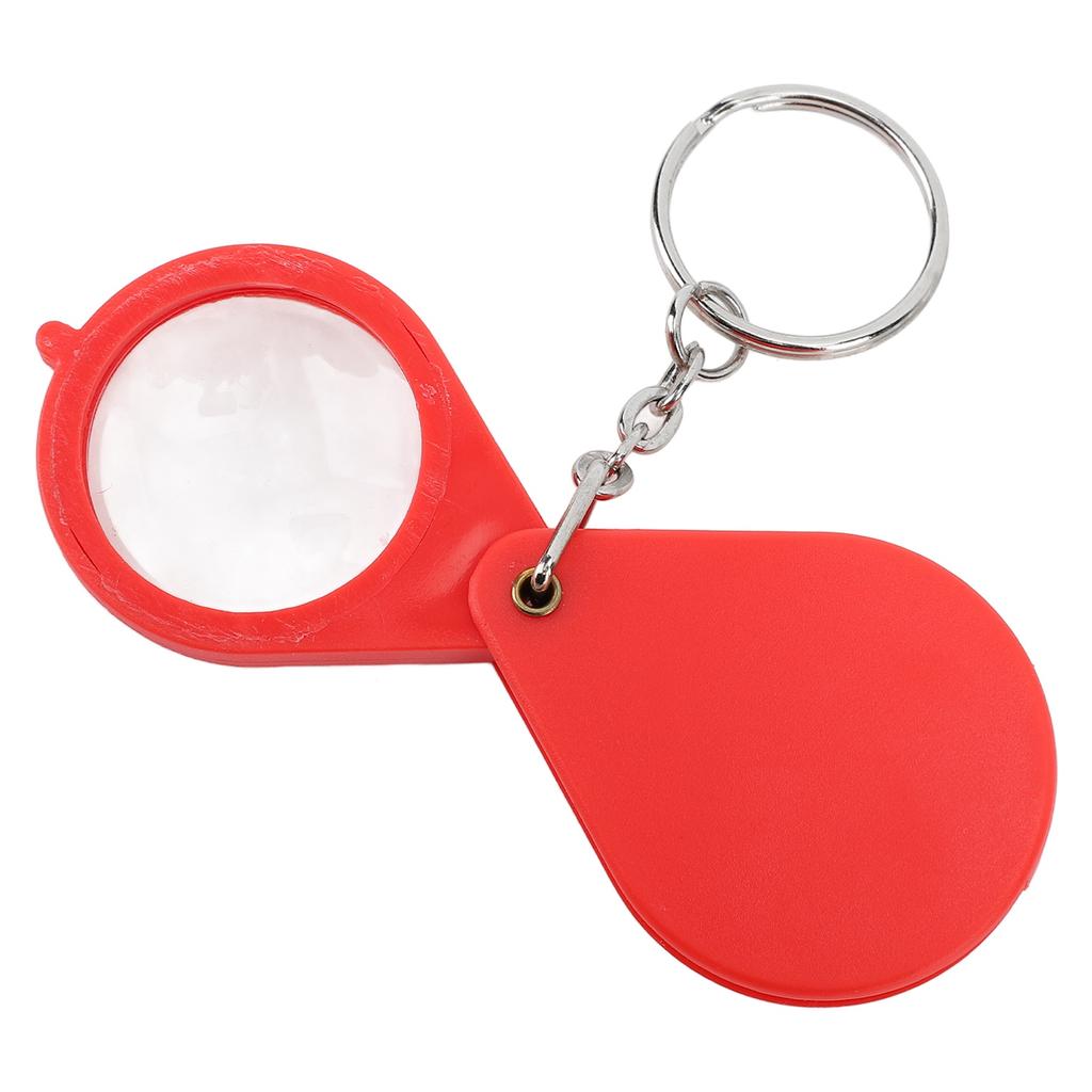 Magnifier Keychain 10X Magnification Foldable Portable Mini Magnifying Glass with Key Ring for Outdoor Reading Red