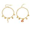 Stainless Steel Double Layer Bracelet with Zircon Chili Pendants - Elegant and Versatile Jewelry